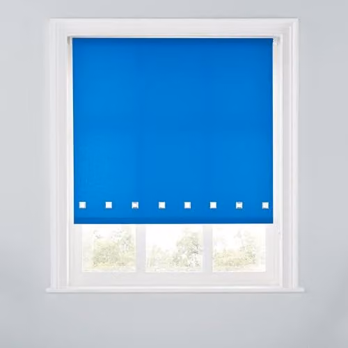 A.Unique Home Trimmable Square Eyelet Roller Blind in Royal Blue, W: 90 cm, H: 170 cm – 1