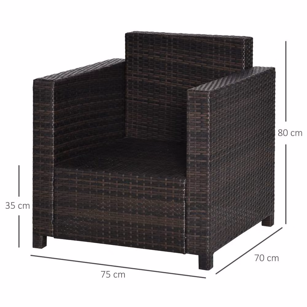 ERGOVEXA Brown PE Wicker Rattan Single Seater Garden Armchair, W/D/H: 80 x 75 x 70 cm – 2