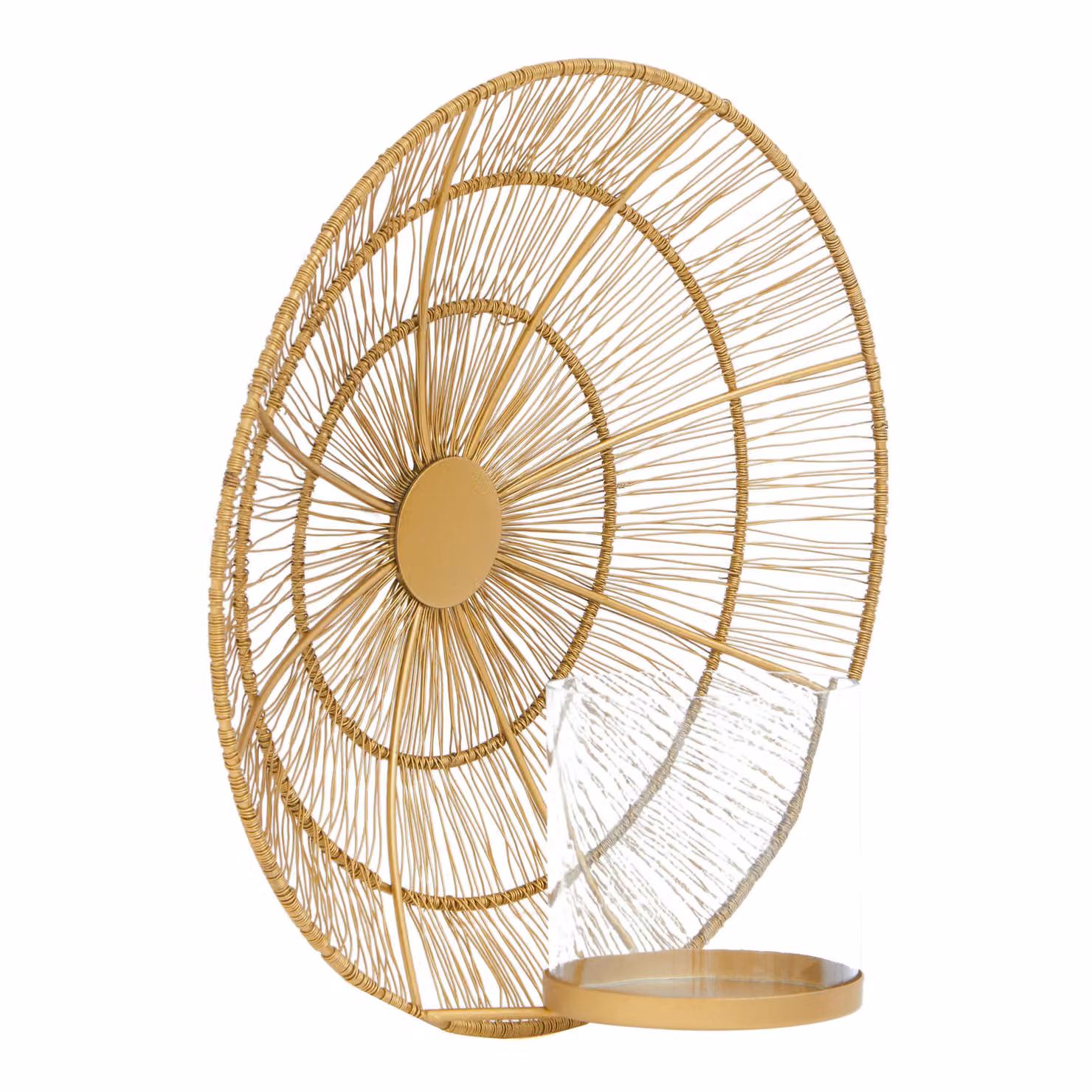 Orsina Gold Modern Glass and Metal Wall Sconce Candle Holder – 2