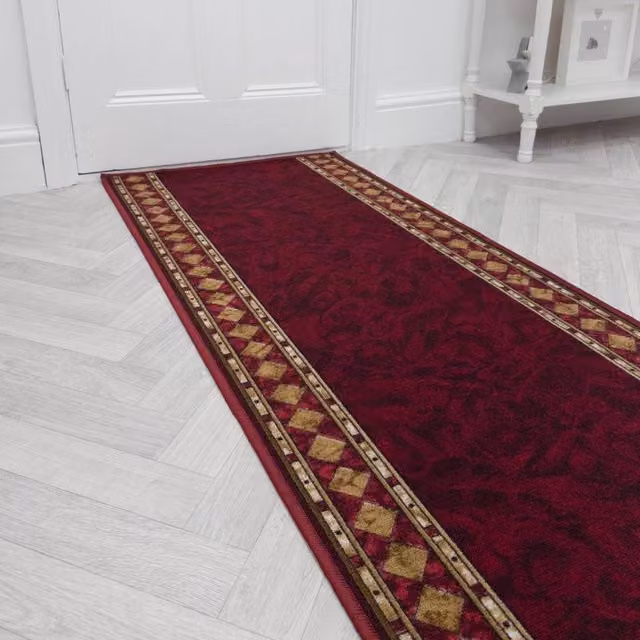 runrug Cheops Hallway Runner Rug, Red, W: 80 cm, L: 300 cm