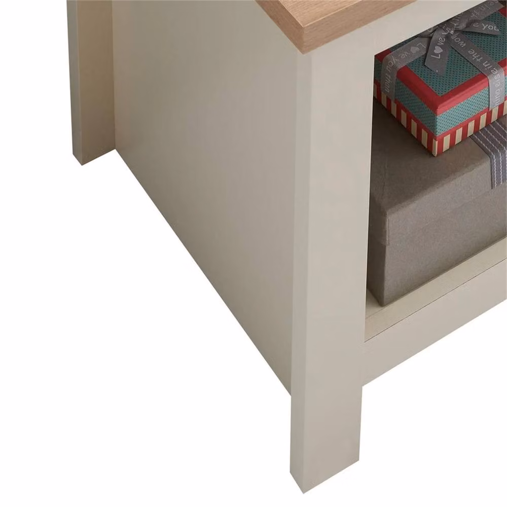 Nordara Oak Top Side Lamp Table in Cream and Beige with Shelf – 3