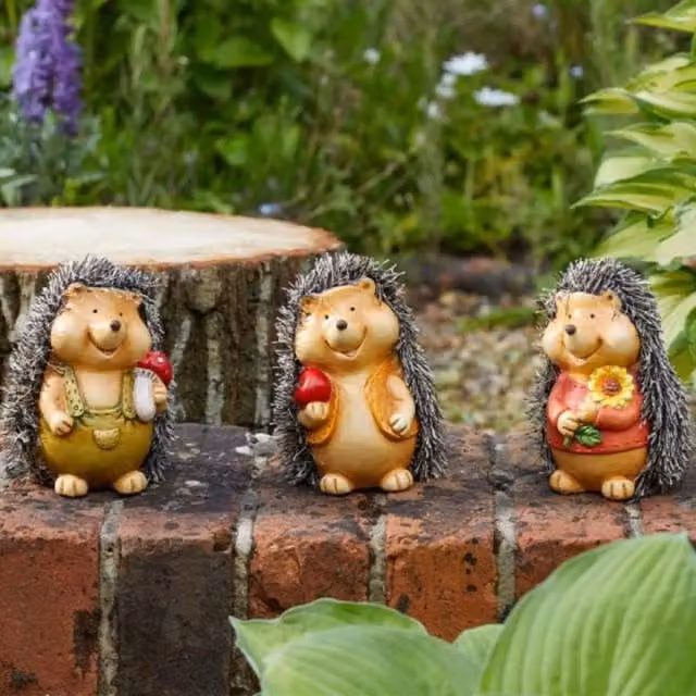 Marco Paul Set of 3 Multicolour Ceramic Baby Hedgehog Garden Ornaments – 1