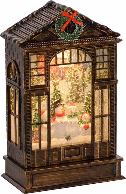 HOMCOM Christmas Snow Globe Lantern with Lights in Bronze Tone