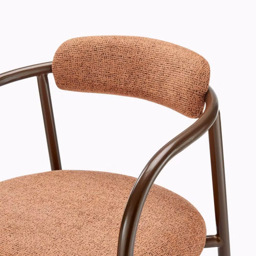 FurnitureboxUK Rhea Set of 2 Terracotta Orange Fabric Dining Chairs with Bronze Metal Legs – 3
