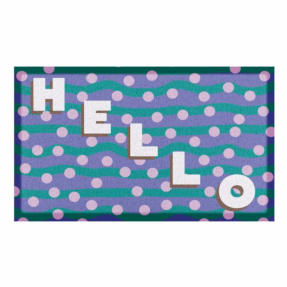Artsy Mats Elizabeth Olwen Hello Dots Indoor/Outdoor Doormat, Blue and Multicolour, W: 90 cm, D: 60 cm – 2