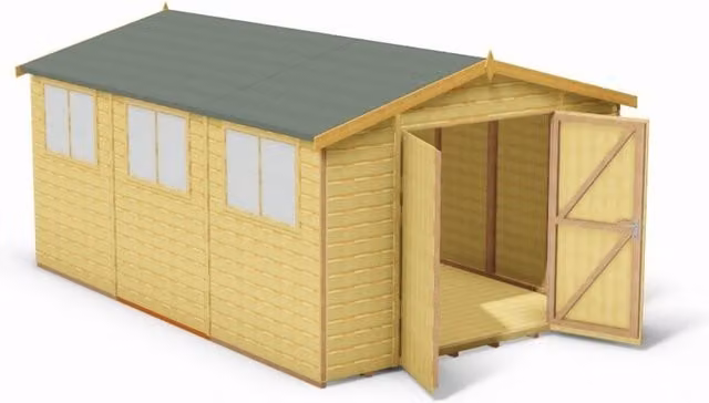 Shires Workspace DD Tongue and Groove Garden Shed Workshop in Brown – 1