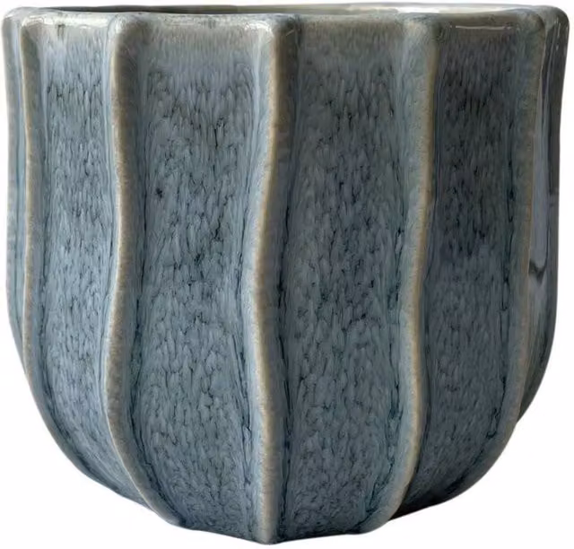KDMD Hortus Porto Tabletop Ceramic Pot in Blue Grey, W: 17.5 cm, D: 15 cm