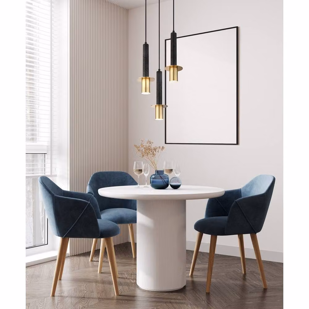 Netlighting Shanna Cluster Pendant Ceiling Light in Matt Black and Brass with 3x GU10 LED Bulbs – 2