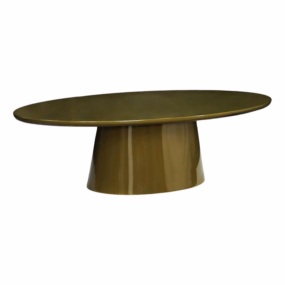 sweeek Oval Coffee Table with Glossy Finish in Khaki, W/D/H: 60 x 60 x 35 cm – 2