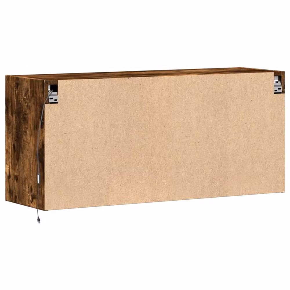 Berkfield Home Modern Wall Mounted TV Cabinet with Integrated LED Lights in Smoked Oak Brown, W/D/H: 100 x 31 x 45 cm – 6
