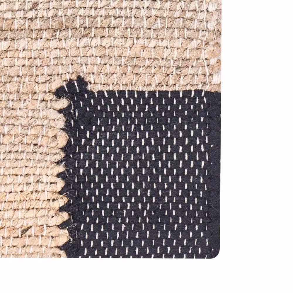 Wyld and Coco Handwoven Jute and Cotton Boho Rectangular Rug in Beige and Black, W: 160 cm, L: 230 cm – 3