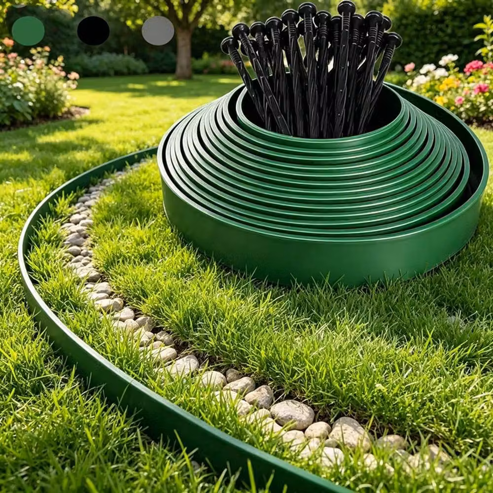 SPETLEK Green Flexible Plastic Garden Border for Grass and Lawns, 10 Metres – 6