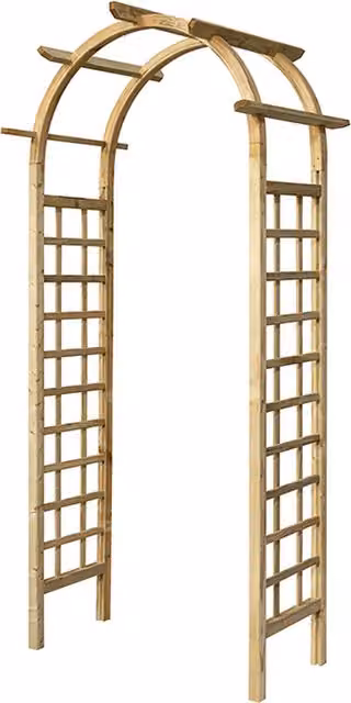 Rowlinson Chester Timber Garden Arch in Natural Wood with Trellis Support