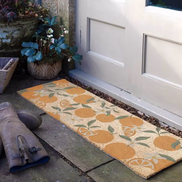 Artsy Mats Orange Pattern Coir Doormat in Brown, W/D: 120 x 40 cm – 1