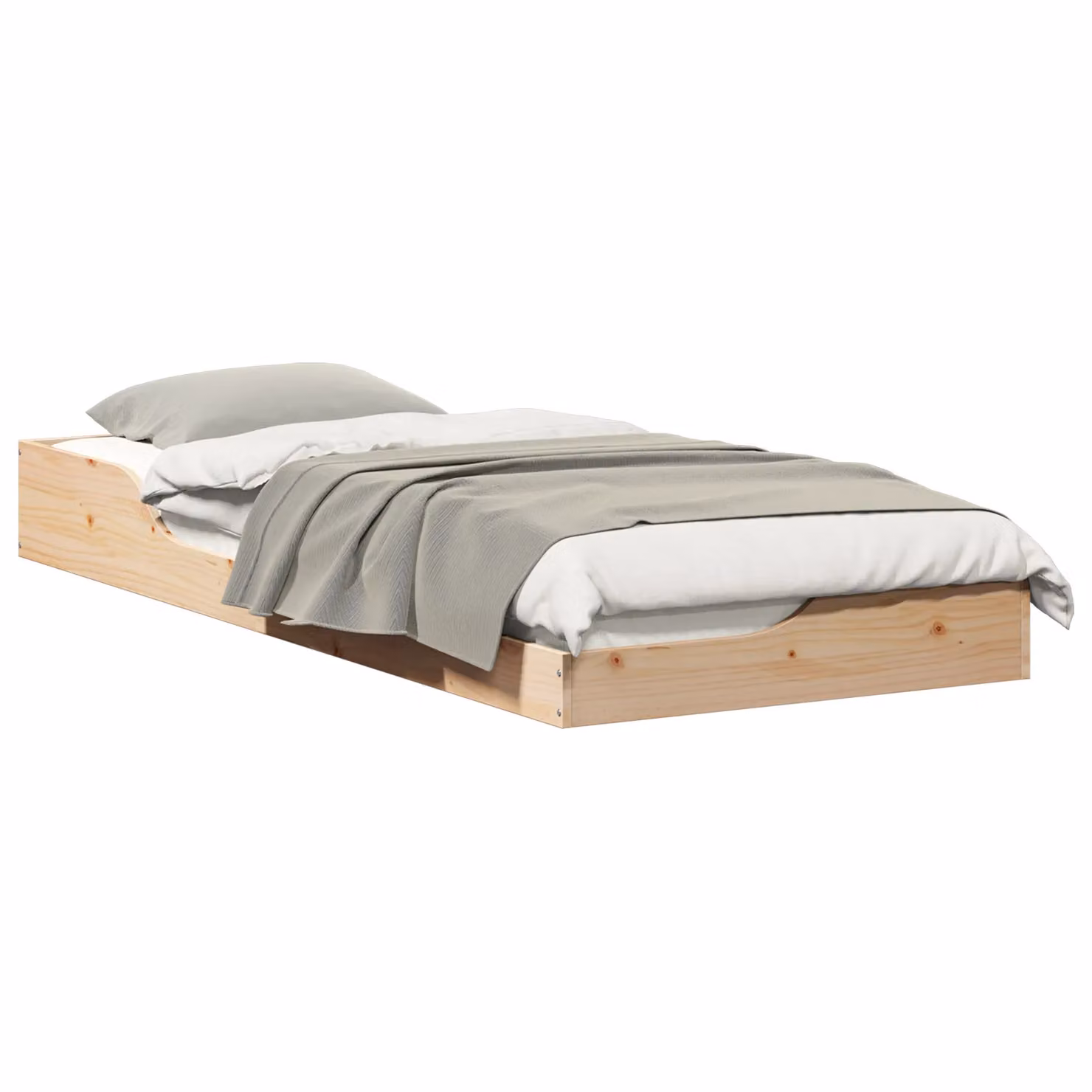 Berkfield Home Floor Bed Frame in Brown and Beige, Solid Pine Wood, W/D/H: 100 x 220 cm – 2