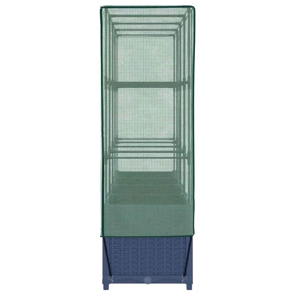 Berkfield Home Raised Bed with Greenhouse Cover in Dark Blue, W/D/H: 160 x 40 x 138 cm – 2