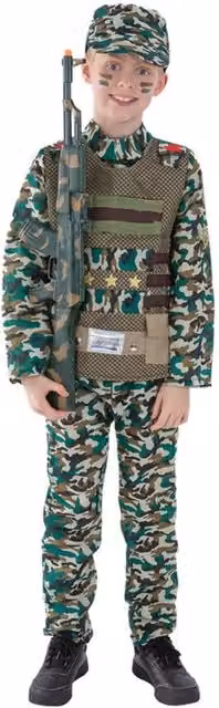 Smiffys Boys Military Camo Costume Set in Green