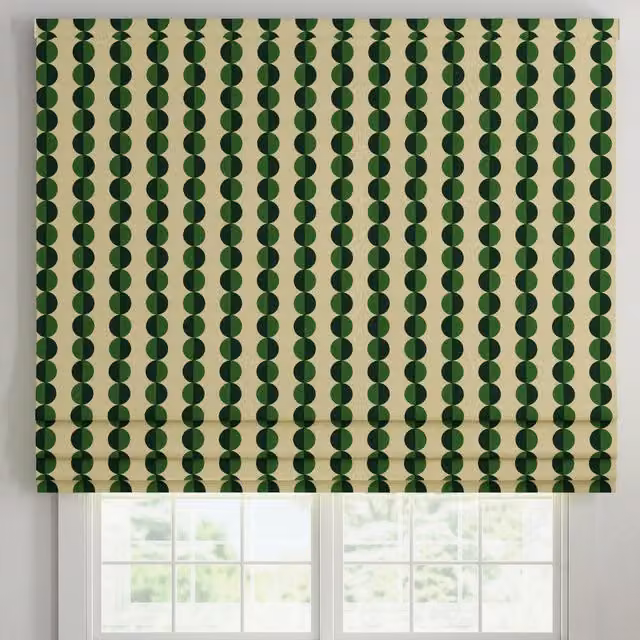 ANTE DECOR Valencia Printed Cotton Made To Measure Roman Blind in Emerald Green