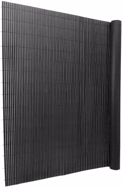 SPETLEK Dark Grey PVC Bamboo Garden Privacy Fence, Mat Finish, H: 100 cm x W: 300 cm