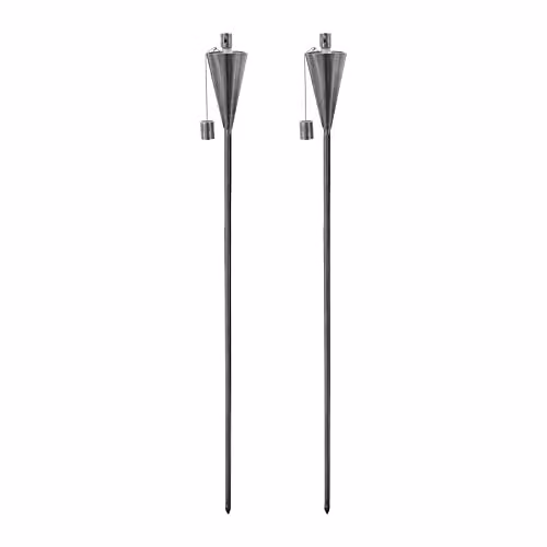Harbour Housewares Metal Cone Garden Torches in Silver, Pack of 2, Height: 146 cm