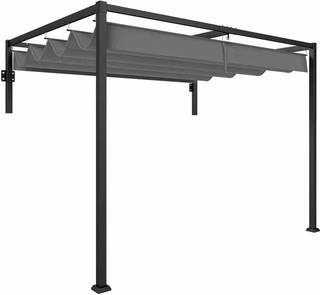 FLAVORA Grey Wall Mounted Lean-to Pergola with Retractable Roof, W 3 m x D 2 m