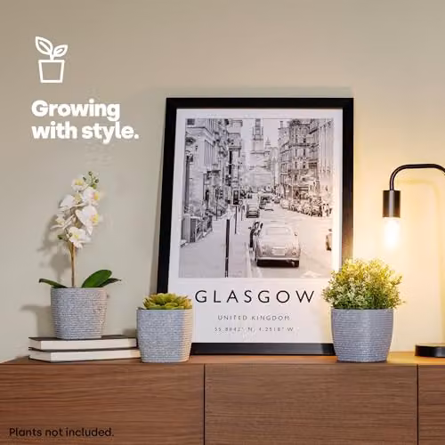 LIVIVO Grey Sandstone Effect Plastic Plant Pots, Set of 3, Diameter: 12 cm – 2