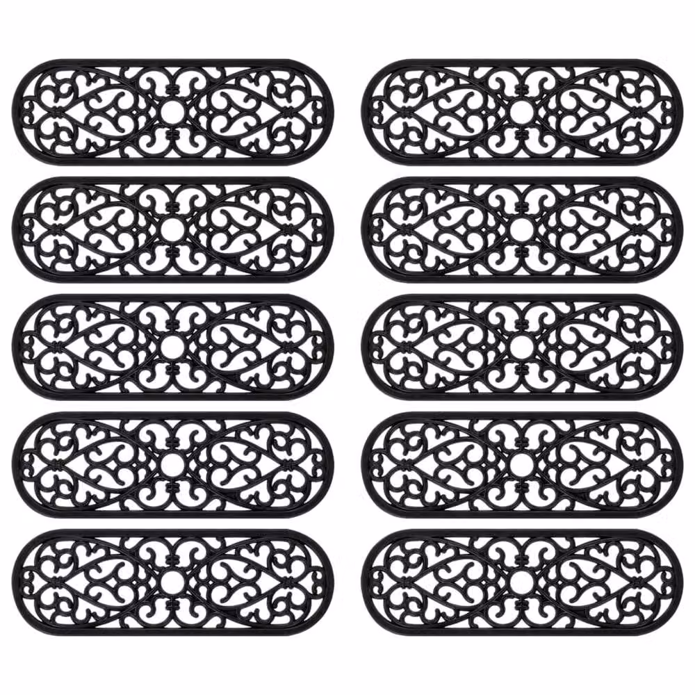 Berkfield Home Non-Slip Rubber Stair Treads, 10 Pieces, Black, W: 75 cm, D: 25 cm – 3