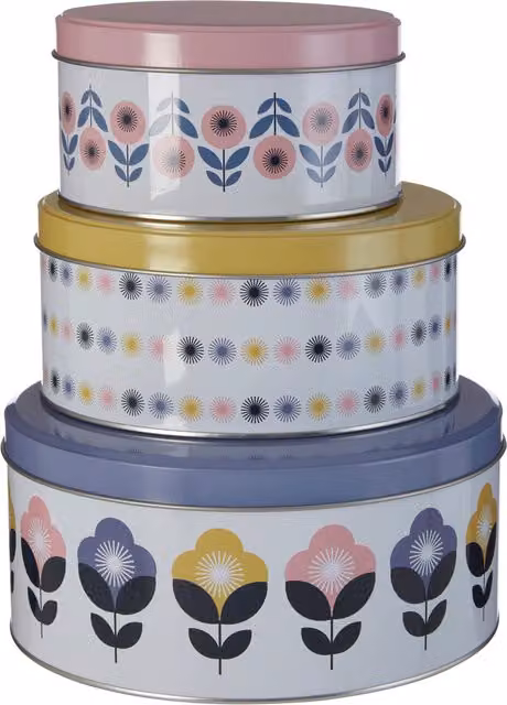 Orsina Set of 3 Multicolour Airtight Metal Food Storage Tins with Lids – 1