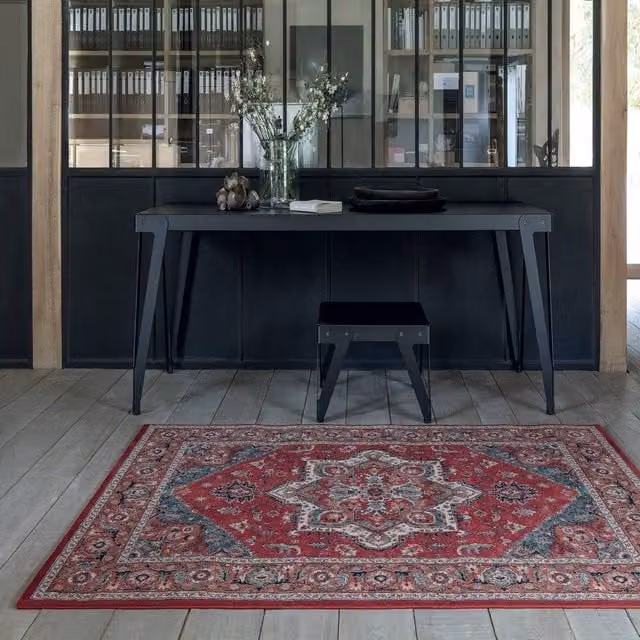 The Rug Shop UK Red Floral Traditional Wool and Jute Area Rug W/D/H: 135 x 200 cm – 1