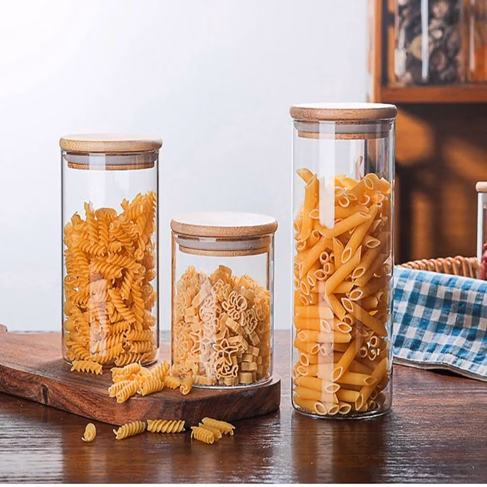PAWNORA Set of 10 Airtight and Leakproof Clear Glass Food Storage Jars with Bamboo Lids – 4