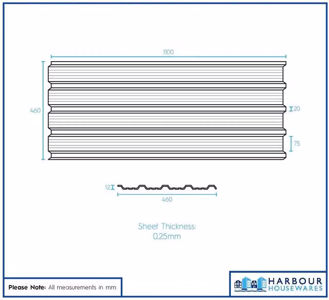 Harbour Housewares Corrugated Metal Roofing Sheets, Green, Pack of 14, W: 46 cm, H: 110 cm – 1