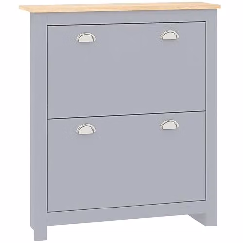 HOMCOM Modern Narrow Shoe Cabinet with Tilting Compartments and Drawers, Grey