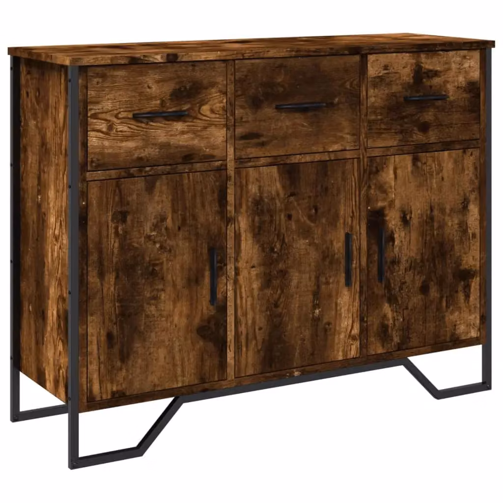 Berkfield Home Modern Smoked Oak Sideboard in Brown, W/D/H: 97 x 32.5 x 74.5 cm – 2