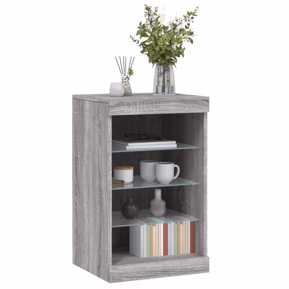 Berkfield Home Modern Sideboard with Integrated LED Lights in Grey Sonoma, W/D/H: 41 x 37 x 67 cm – 5