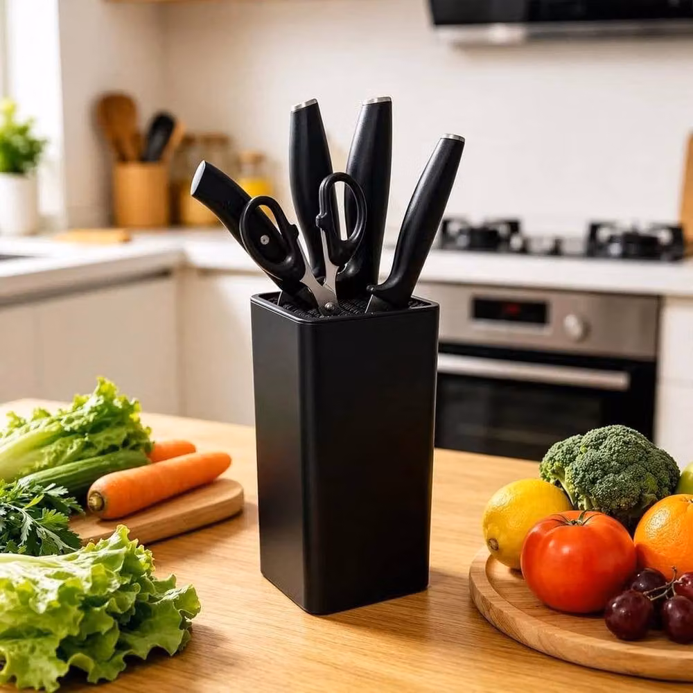 FORGEVIO Black Non-Slip Square Block Holder with Scissors Slot – 3