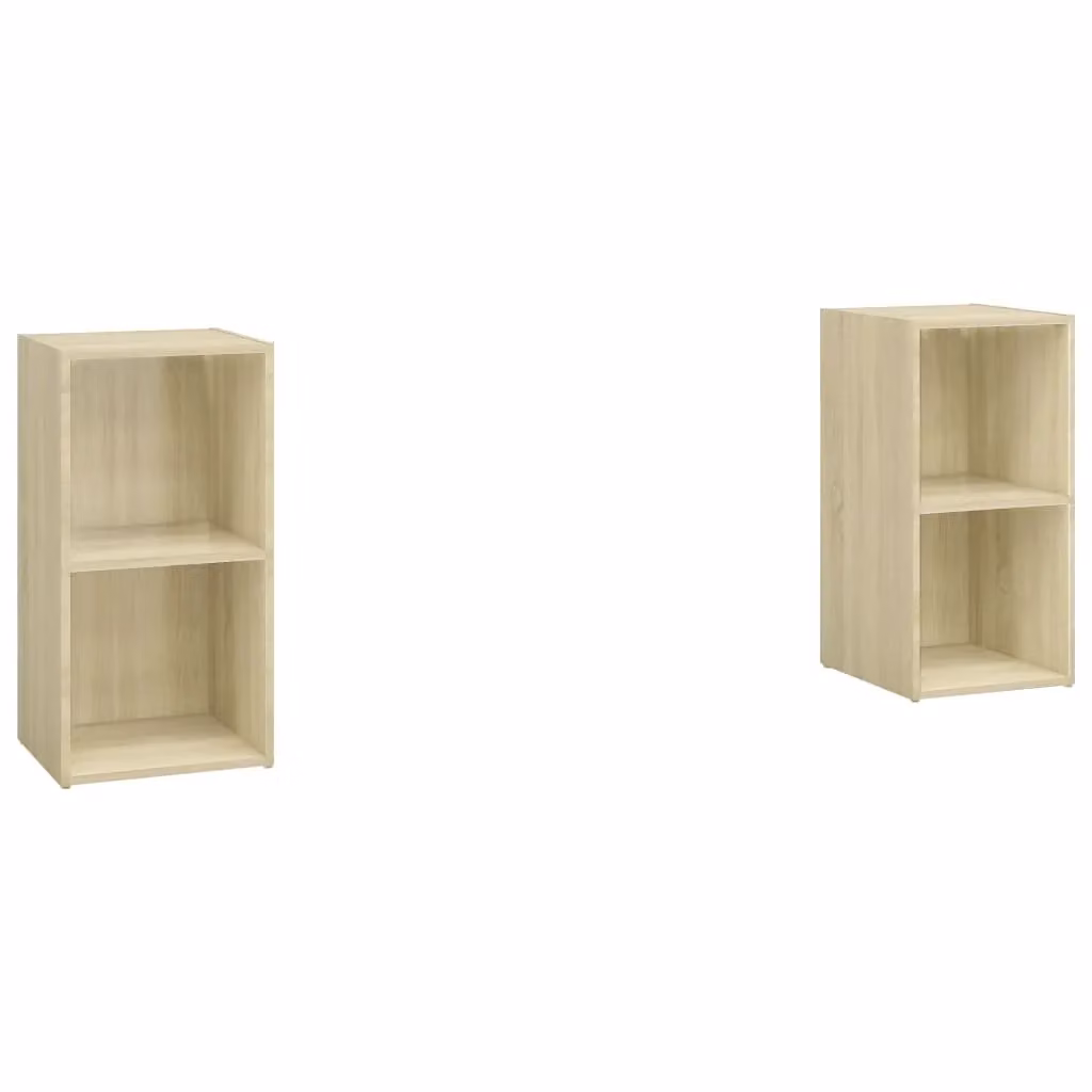Berkfield Home Set of 2 Sonoma Oak TV Cabinets in Brown, W/D/H: 72 x 35 x 36.5 cm – 2
