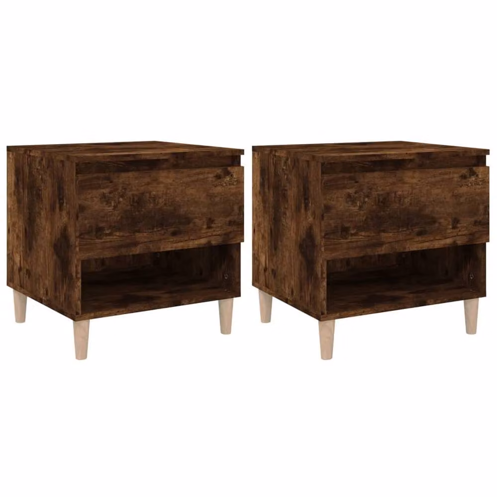 Berkfield Home Elegant Bedside Tables, 2 Piece Set, Smoked Oak Brown, W/D/H: 50 x 46 x 50 cm – 2