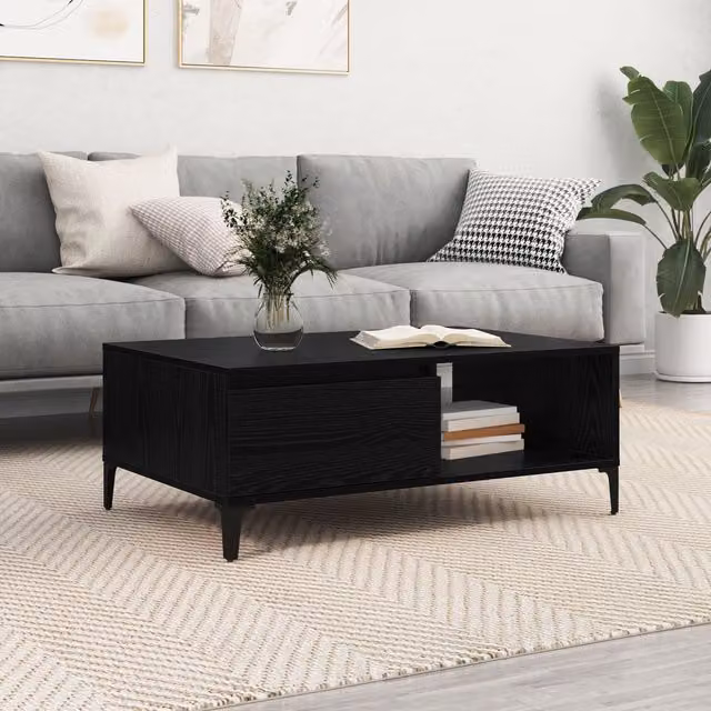 Berkfield Home Black Oak Coffee Table, W/D/H: 90 x 60 x 35 cm – 1