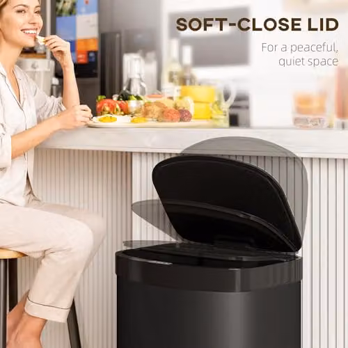 HOMCOM 55L Automatic Sensor Kitchen Bin with Soft-Close Lid, Black, W/D/H: 38.0 x 28.5 x 69.0 cm – 5