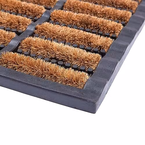 Nicola Spring Heavy Duty Scraper Door Mats, Pack of 2, Brown and Multicolour Striped Coir and Rubber, W: 60 cm, D: 40 cm – 5