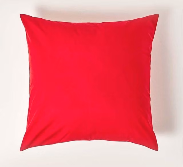 Homescapes Red Egyptian Cotton Percale Euro Pillowcase with Zip, W/D/H: 80 x 80 x 0 cm, 200 TC – 1