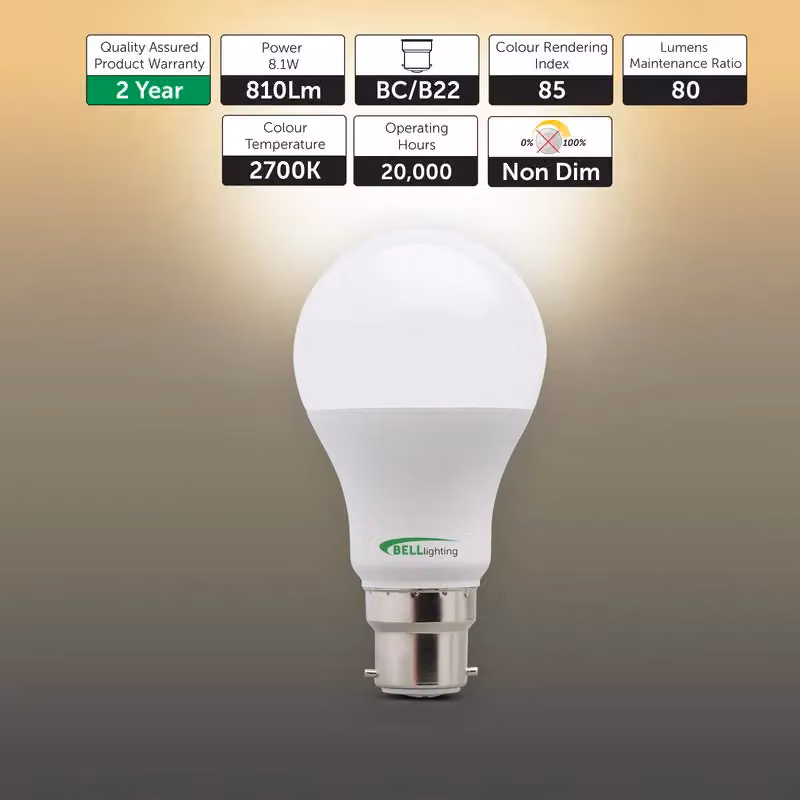 BELL Lighting B22 LED Globe Bulbs, Warm White, 8.1W, Pack of 6 – 2