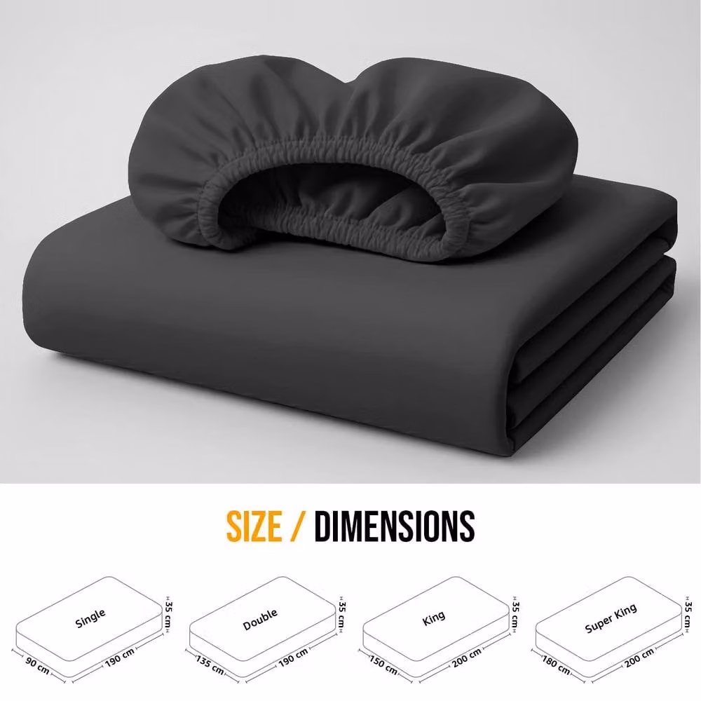 Lazzaro Home Exclusive Microfibre Fitted Sheets, Charcoal Grey, King Size, W/D/H: 180 x 200 x 40 cm – 3