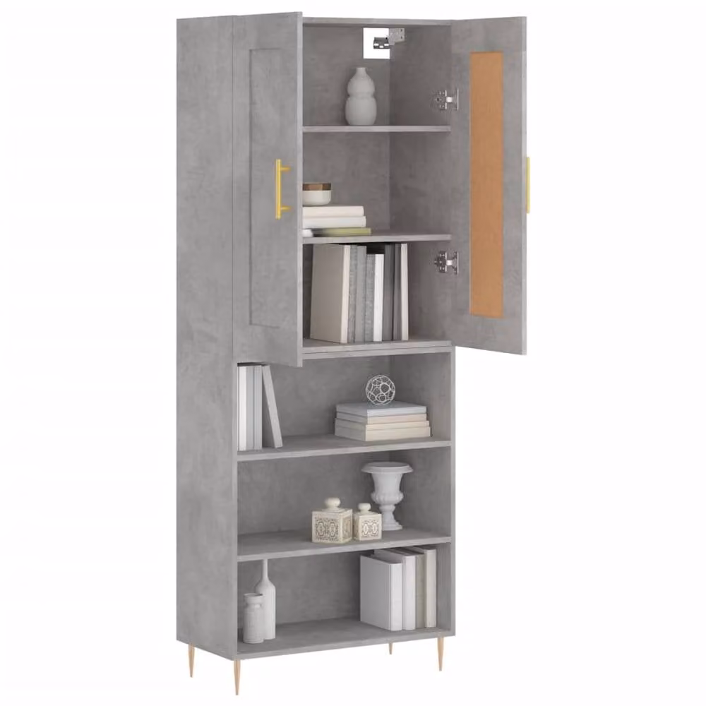 Berkfield Home Modern Highboard in Concrete Grey, W/D/H: 69.5 x 34 x 180 cm – 2
