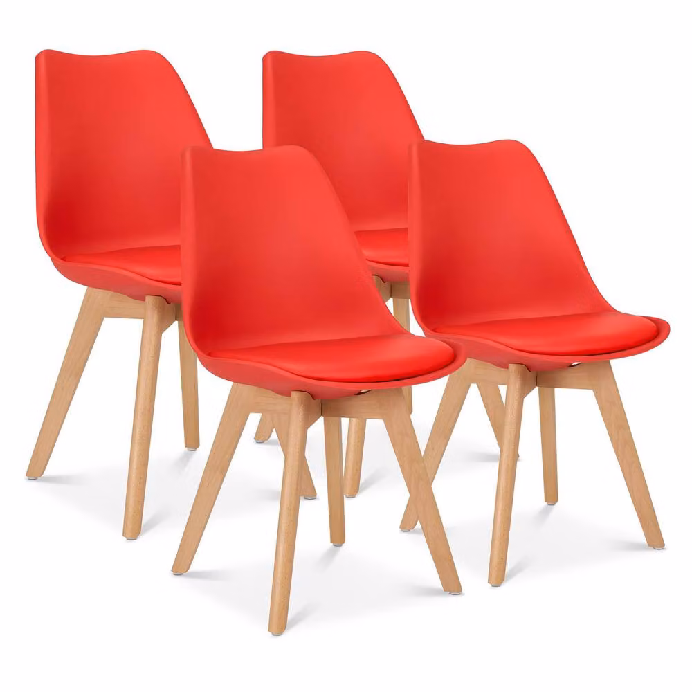 Bravich LTD Rocco Tulip Dining Chair Set of 2 in Red Synthetic Leather – 2