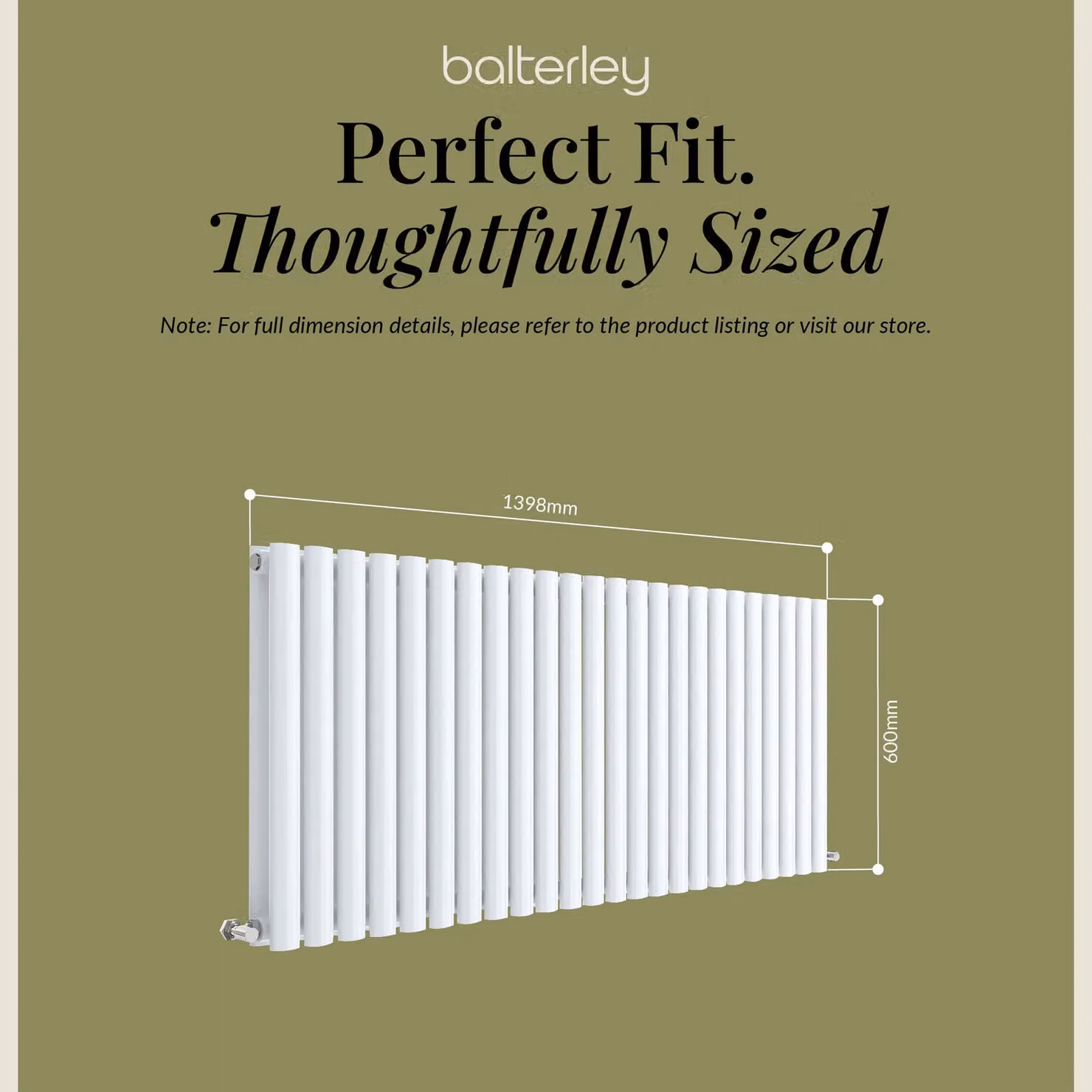 Balterley Embrace Horizontal Double Panel Radiator, Gloss White, W: 139.8 cm, H: 60 cm, D: 6 cm – 3