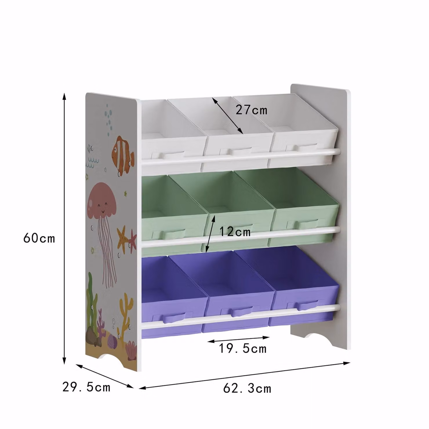 Home Source Kids 3 Tier Toy Storage Organiser with Nine Storage Boxes in Multicolour – 5