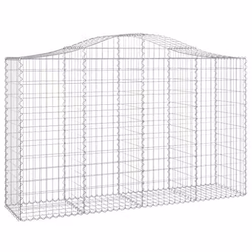 vidaXL Arched Gabion Baskets, 25 Pieces, Galvanised Steel, Silver, W/D/H: 200 x 50 x 120/140 cm