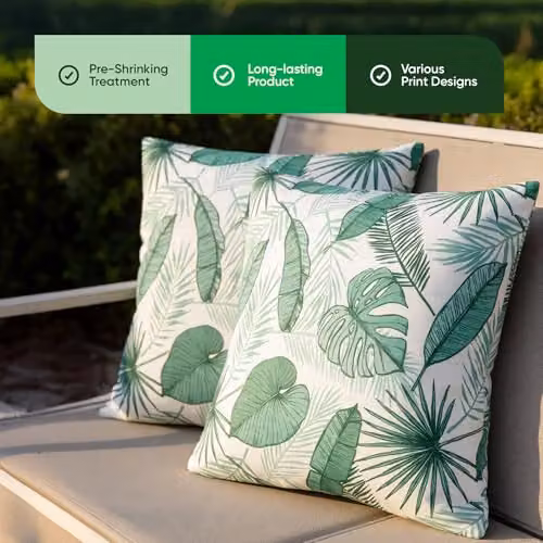 Gardenwize Pack of 2 Floral Botanical Outdoor Square Scatter Cushions in Green and Multicolour – 5