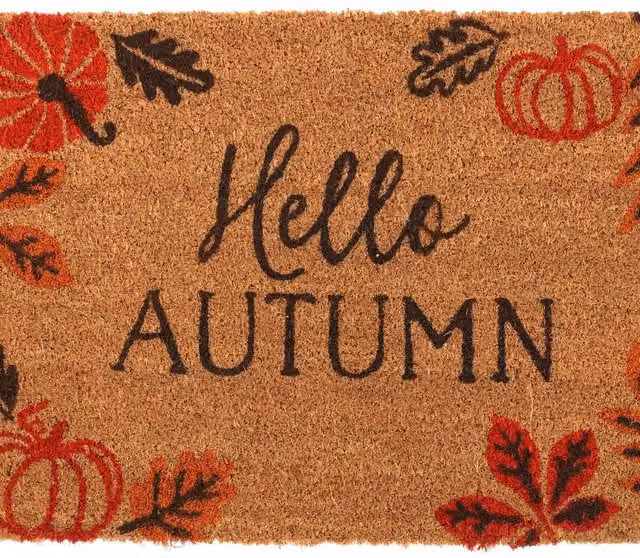 Gloriously Good Natural Hello Autumn Coir Doormat in Brown